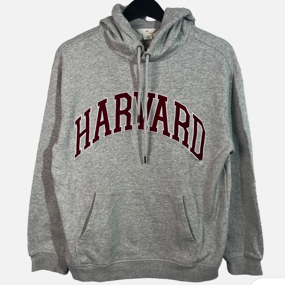 H&M Gray Harvard Hoodie Sweatshirt Size XS